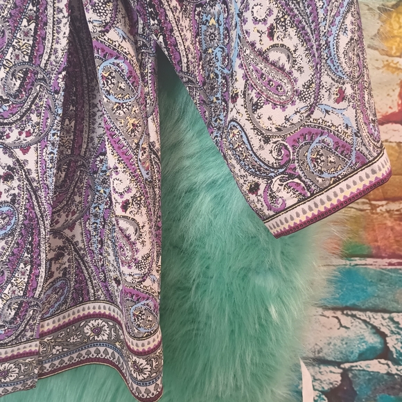 J. jill Purple Blue Gray and Yellow layered 3/4 Sleeve Blouse Size XL - Picture 5 of 13